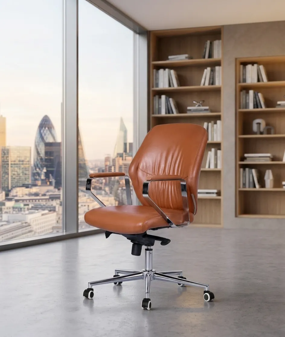 High back leather chair