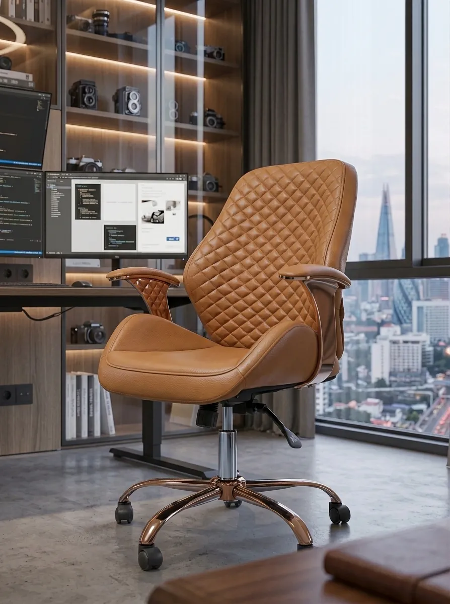Mid-back leather chair