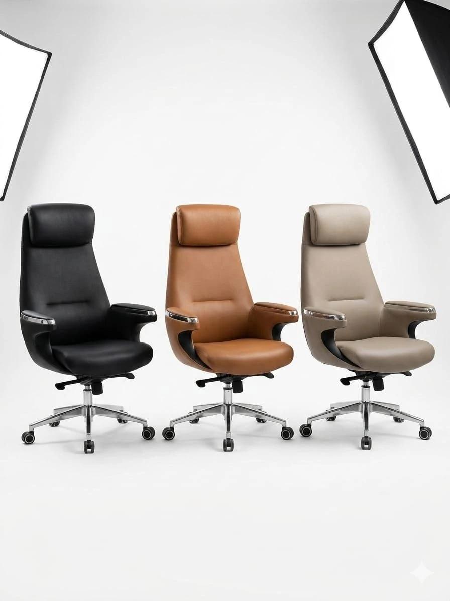 High back leather chair